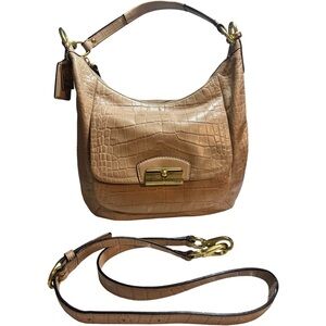Coach Tan Croc-Embossed Shoulder Bag